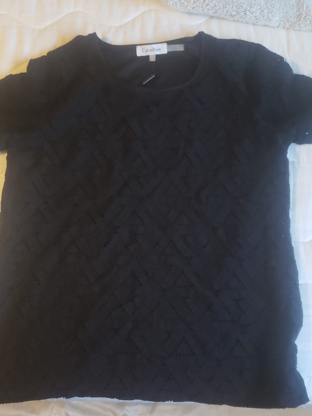 Calvin Klein Black Short-Sleeve Crewneck Knit Top